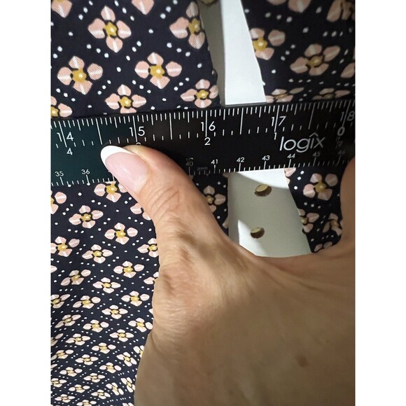 Loft Petites Mosaic Shift Dress LS Tie Belt XXSP Black Pink Yellow  Office - Picture 12 of 15